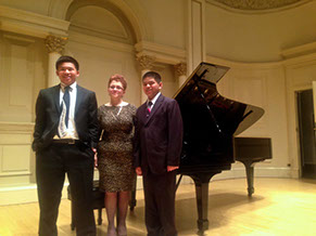 Picture of Irina with 2 of her students at Carnegie Hall competition